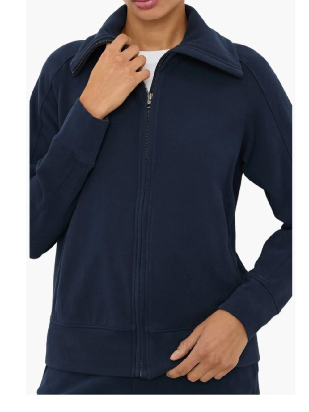 Pact Organic Cotton Full Zip Sweatshirt Navy Mock Funnel Neck Size XS Lounge